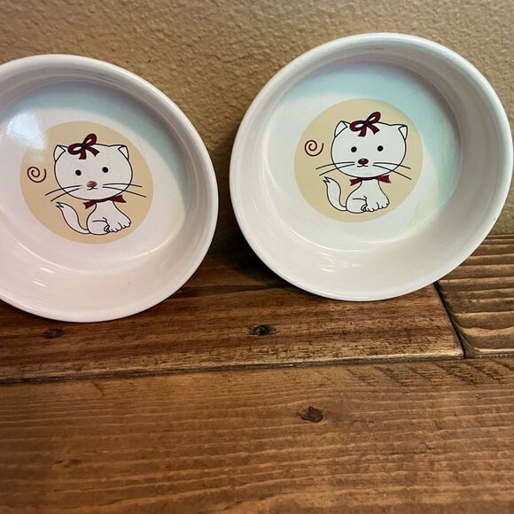 CUTE Cat Food Bowls Target Corporation Striped Vintage Side set of 2! - Picture 13 of 15